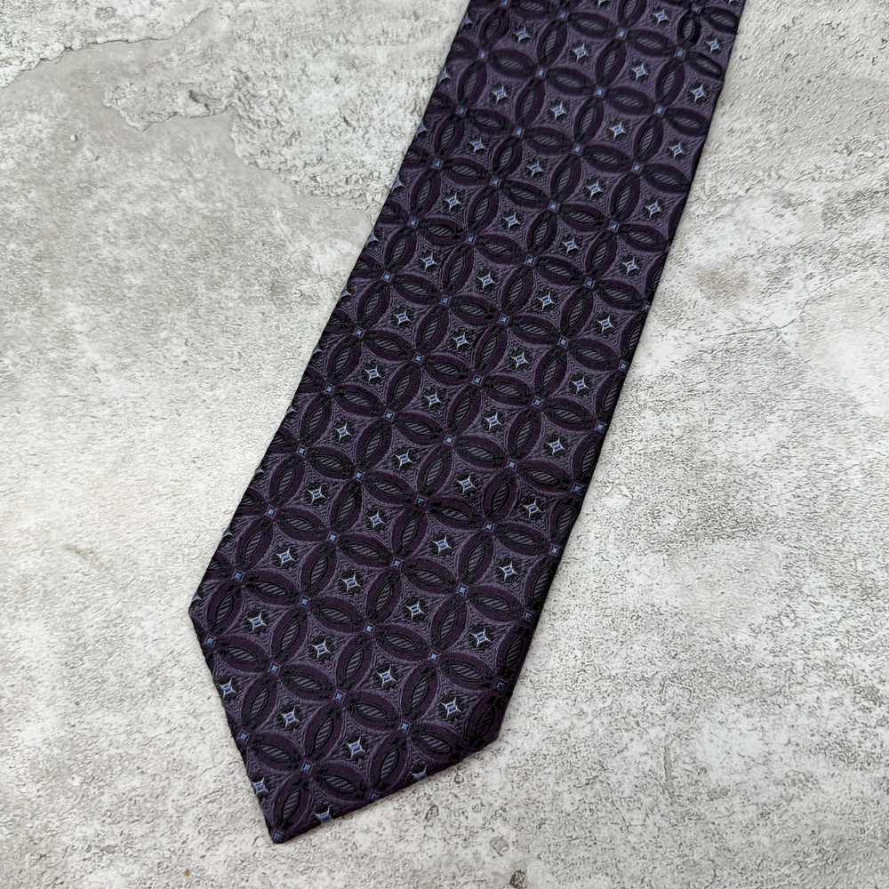 Jos. A. Bank Silk Tie Mens One‎ Size Purple Geometric Made In China Necktie